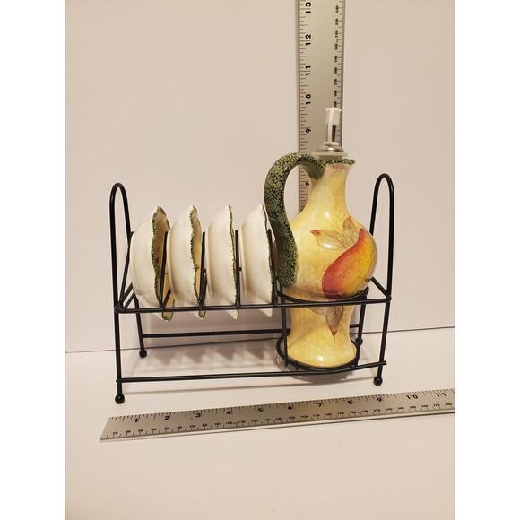 Baum 6 Piece Tuscany Fruit Olive Oil Dipping Set with Rack - Picture 8 of 8